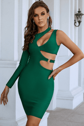Uriah Single Long Sleeve Asymmetric Bandage Dress Ins Street